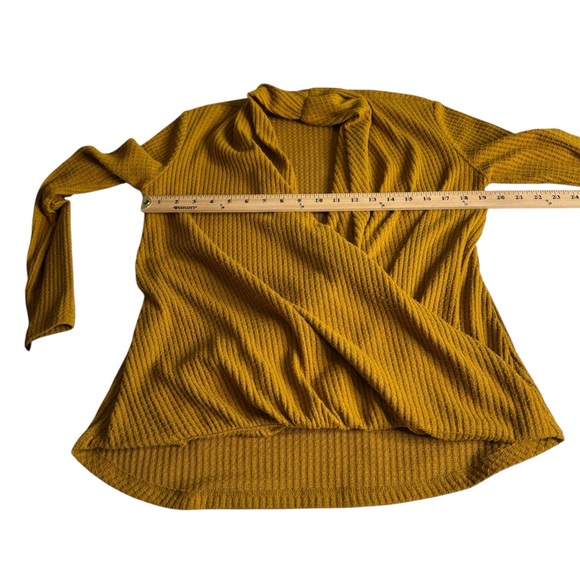 Anthropologie Akemi and Kin Woodruff Waffle Knit Wrap Mustard Long Sleeve Sz‎ XS - Picture 6 of 11